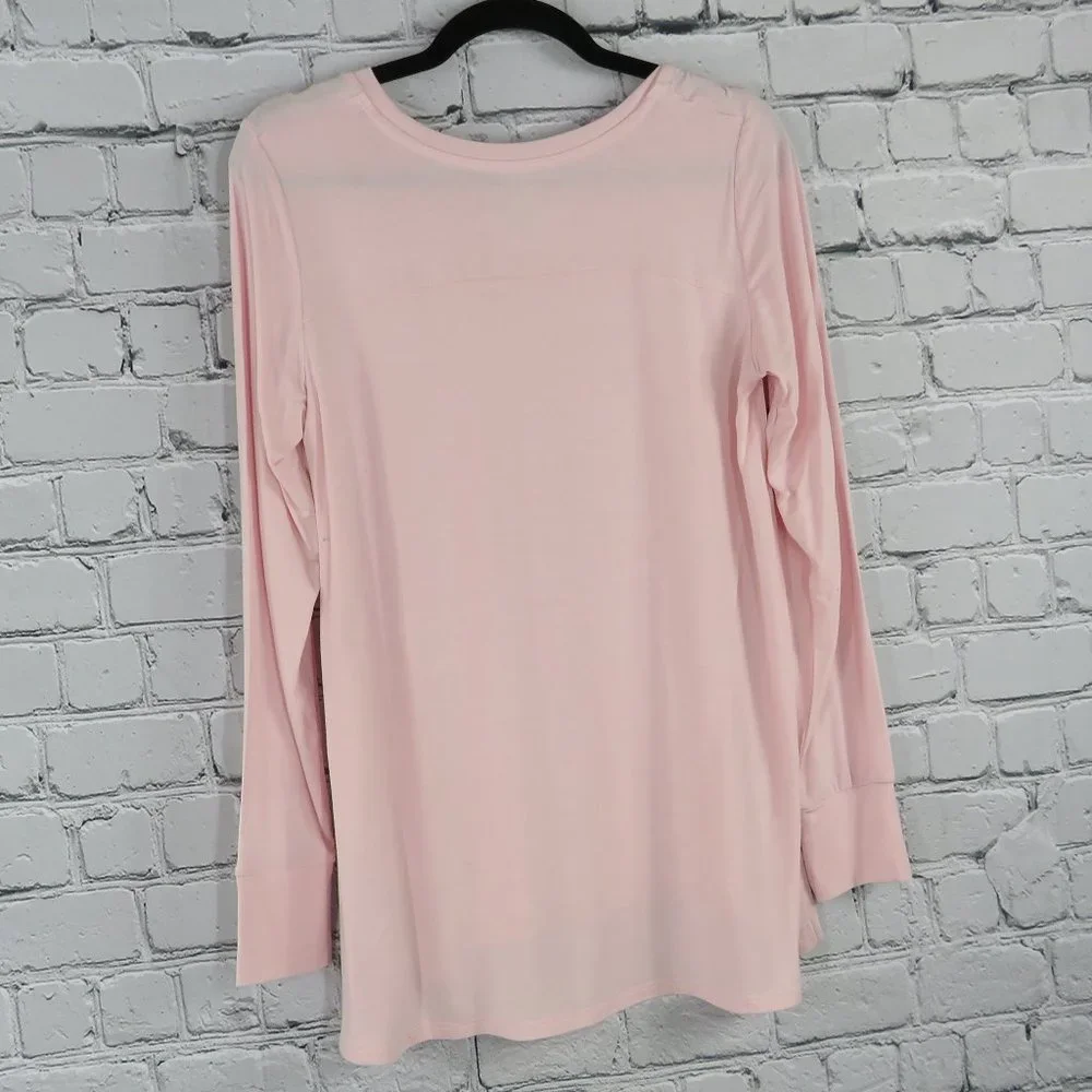 Women's Stretch Long Sleeve Crew Top - Slipper Pink - Picture 3 of 4